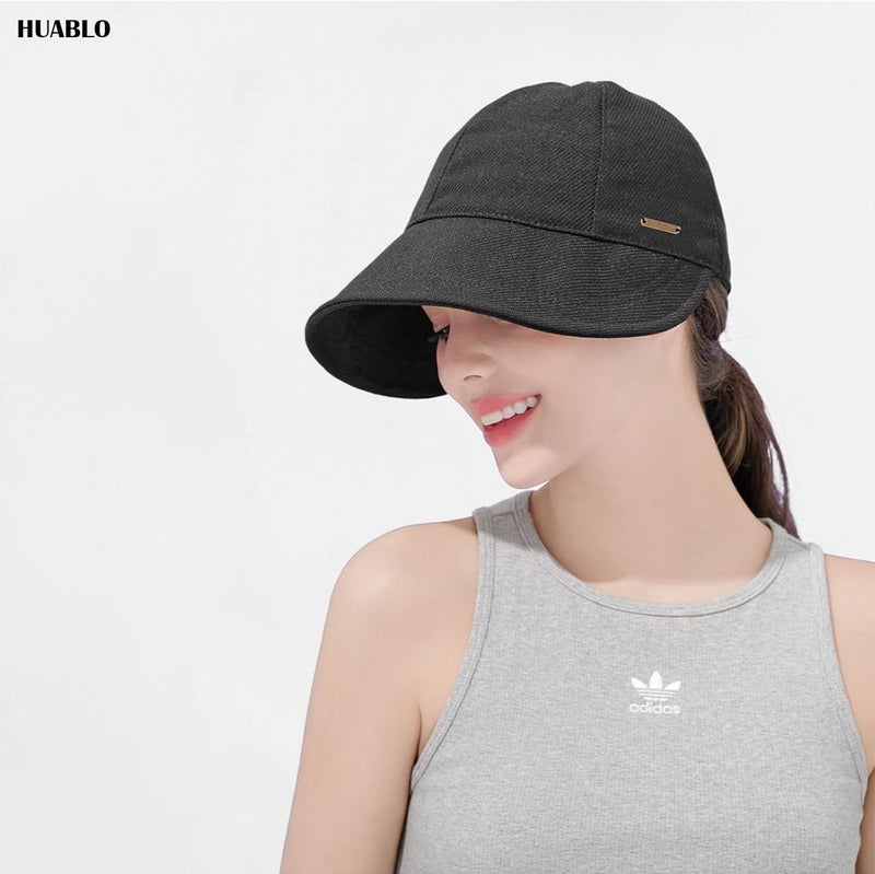 huablo ]UPF 50+Womens Sun Hat UV Protection Hiking Fishing Hats Wide Brim Hat Adjustable Ponytail Packable Sun Cap - Image 4